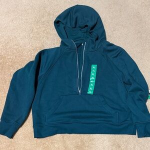 Women’s Half-Zip Teal Hoodie Sweater, Danskin, XL
